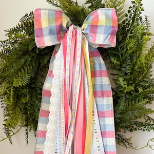 Ribbon Bundle Spring Bow for Wreath Pink Spring Ribbons Pastel Easter Ribbon Set for Wreath Ribbon Set Big Bow for Wreath Decor for Spring