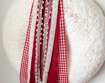 Valentine's Ribbon Dark Red Valentines Ribbon Set Deep Red Gingham Ribbon Red White Crochet Ribbon Set Valentine Red White Valentine Ribbon