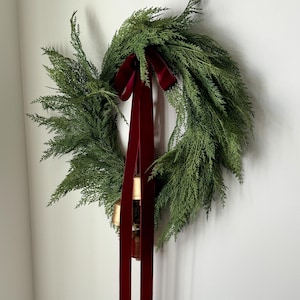 Einfache Weihnachtsschleife Samt Stimmungsvoller Kranzschleifendeko Ästhetische Weihnachtsdeko Stimmungsvolle Ästhetische Weihnachtsschleife für Treppengeländer Schleife für Girlande