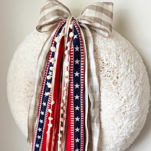 Americana Ribbon Set for Wreath Bow for Summer Decor Red White Blue Patriotic Bow for Wreath Bow 4th of July Ribbon Set for Front Door Bow