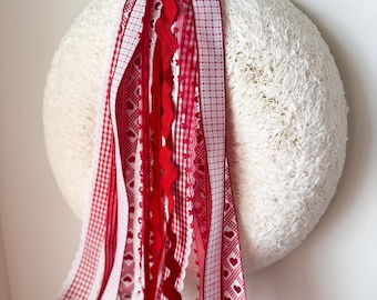 Ribbon Bundle Valentine&#39;s Day Red and White Valentine Ribbon for February Oversize Bow for Wreath Ribbon for February Red Ribbon Hearts