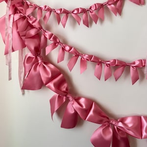 Bow Garland for Valentines Day Pink Bow Garland Galentine&#39;s Party Decor Pink Bows Theme Decor Coquette Party Decoration Pink Bow Decor