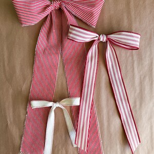 Christmas Ribbon Red White Ticking Stripe Ribbon Set for Wreath Bow Set ...