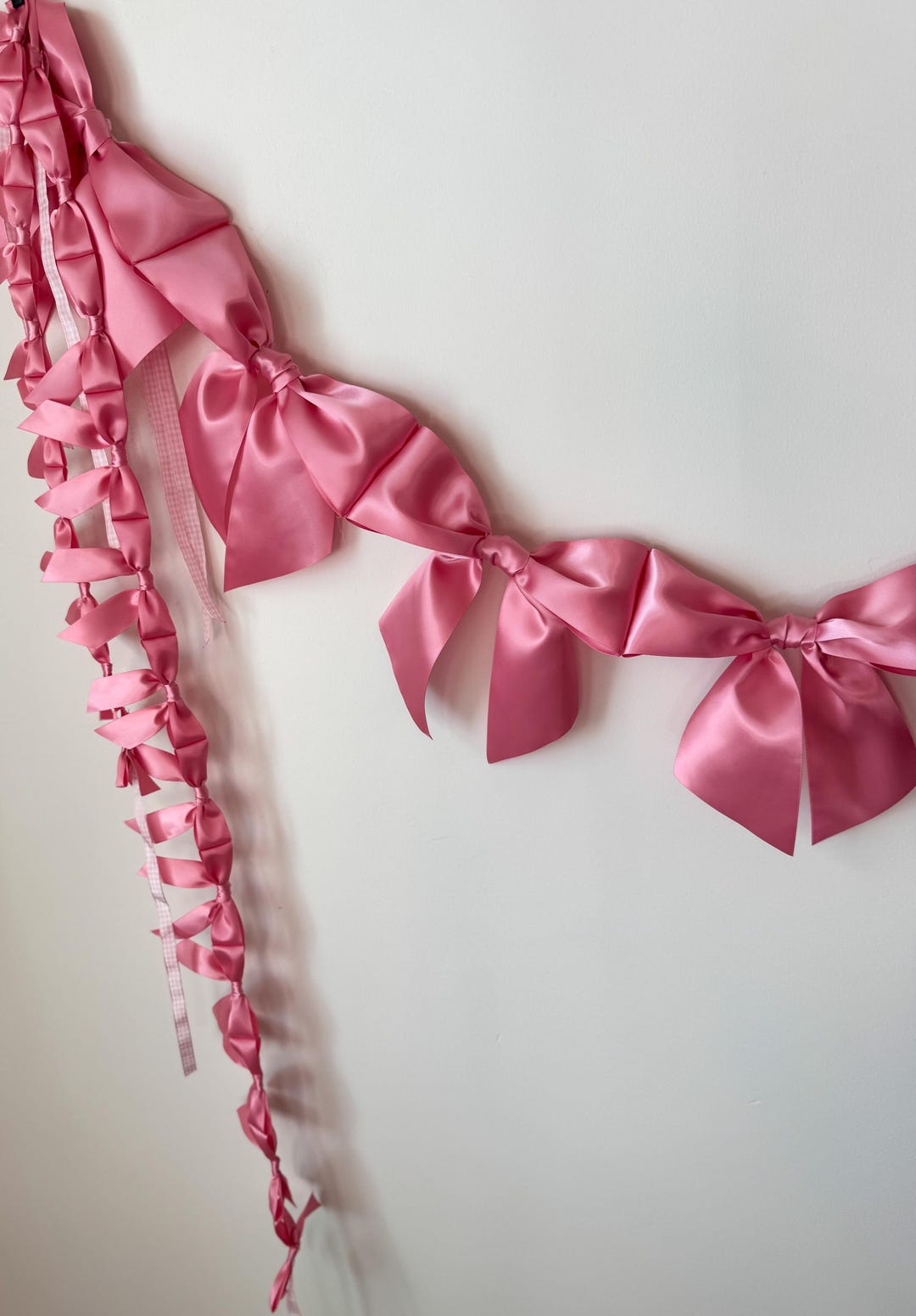Big Bow Garland Pink Bows XL Bow Garland Coquette Party Decor Pink Baby ...