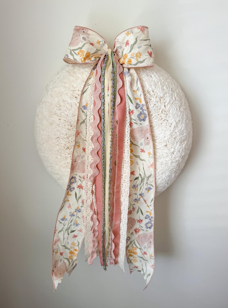 Floral Wreath Bow for Spring | Easter Bunny Ribbon Set Pastel ...