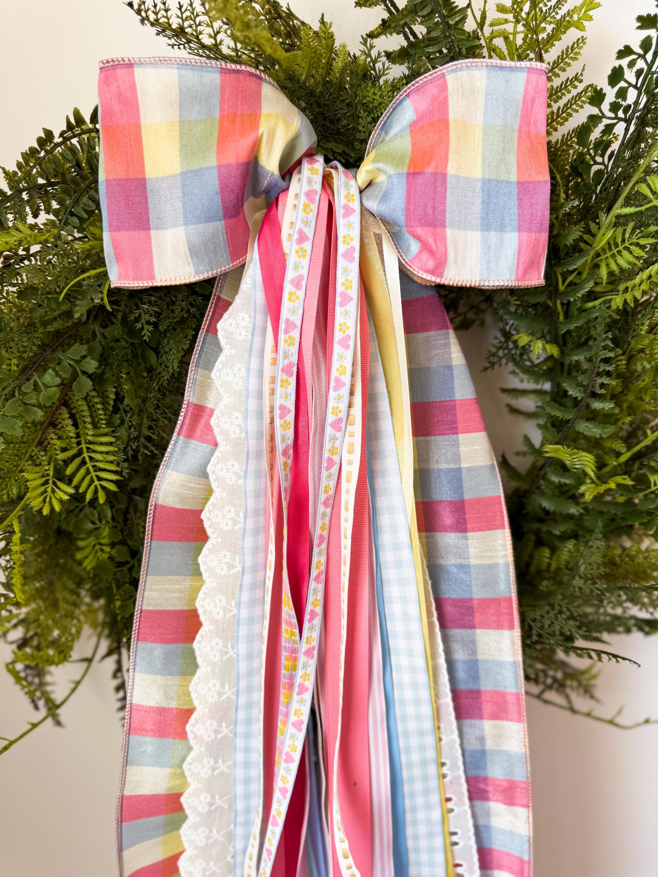 Ribbon Bundle Spring Bow for Wreath Pink Spring Ribbons Pastel Easter ...