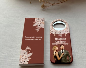 Personalized Magnet Bottle Opener Wedding Favor with Photo, Custom Engraved Bottle Opener Bridal Gift, Personalized Wedding Souvenir in Bulk