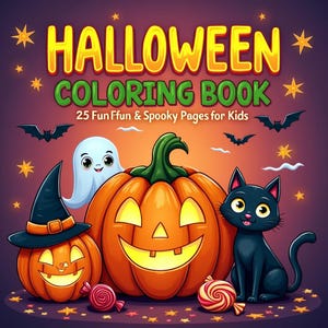 Halloween Coloring Book for Kids – 22 Fun Spooky Pages – Printable Digital Download Activity