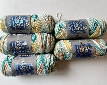 I Love This Yarn! Print, Tweed, stonewash, stripe, yarn bee baby bee Acrylic Discontinued Vintage Colors, 1 skein, super soft super savings