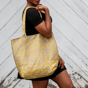 Yellow and Gray Tote, Yellow and Gray Tote Bag, Oversized Yellow Bag, Yellow Patchwork Tote, Yellow Patchwork Bag, Oversized Yellow Tote image 1