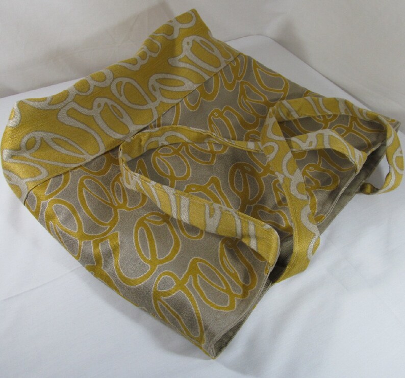 Yellow and Gray Tote, Yellow and Gray Tote Bag, Oversized Yellow Bag, Yellow Patchwork Tote, Yellow Patchwork Bag, Oversized Yellow Tote image 2