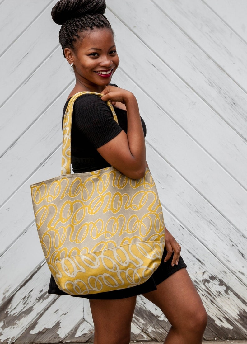 Yellow and Gray Tote, Yellow and Gray Tote Bag, Oversized Yellow Bag, Yellow Patchwork Tote, Yellow Patchwork Bag, Oversized Yellow Tote image 1