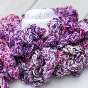 Ruffled Scarf, Purple Hand Crochet Scarf, Purple Ruffled Scarf, Violet Purple Scarf, Purple Hand Crochet Winter Scarf, Violet Winter Scarf image 2