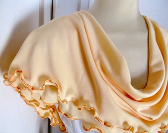 Yellow Infinity Scarf, Ruffled Infinity Scarf, Yellow Circle Scarf, Yellow Peach Scarf, Yellow Peach Infinity Scarf, Peachy Yellow Shrug