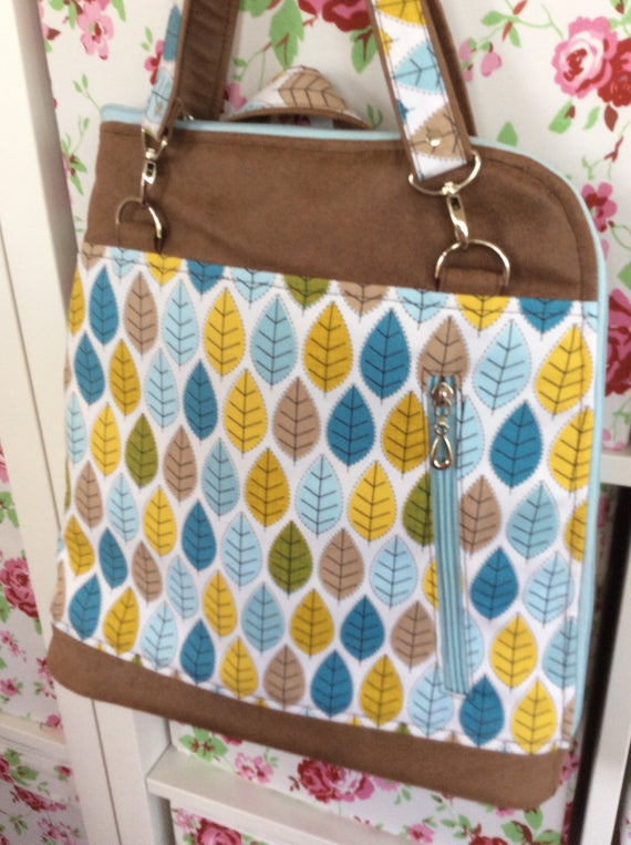Designer Convertible Backpack Handbag in Leaf Print Fabric Etsy