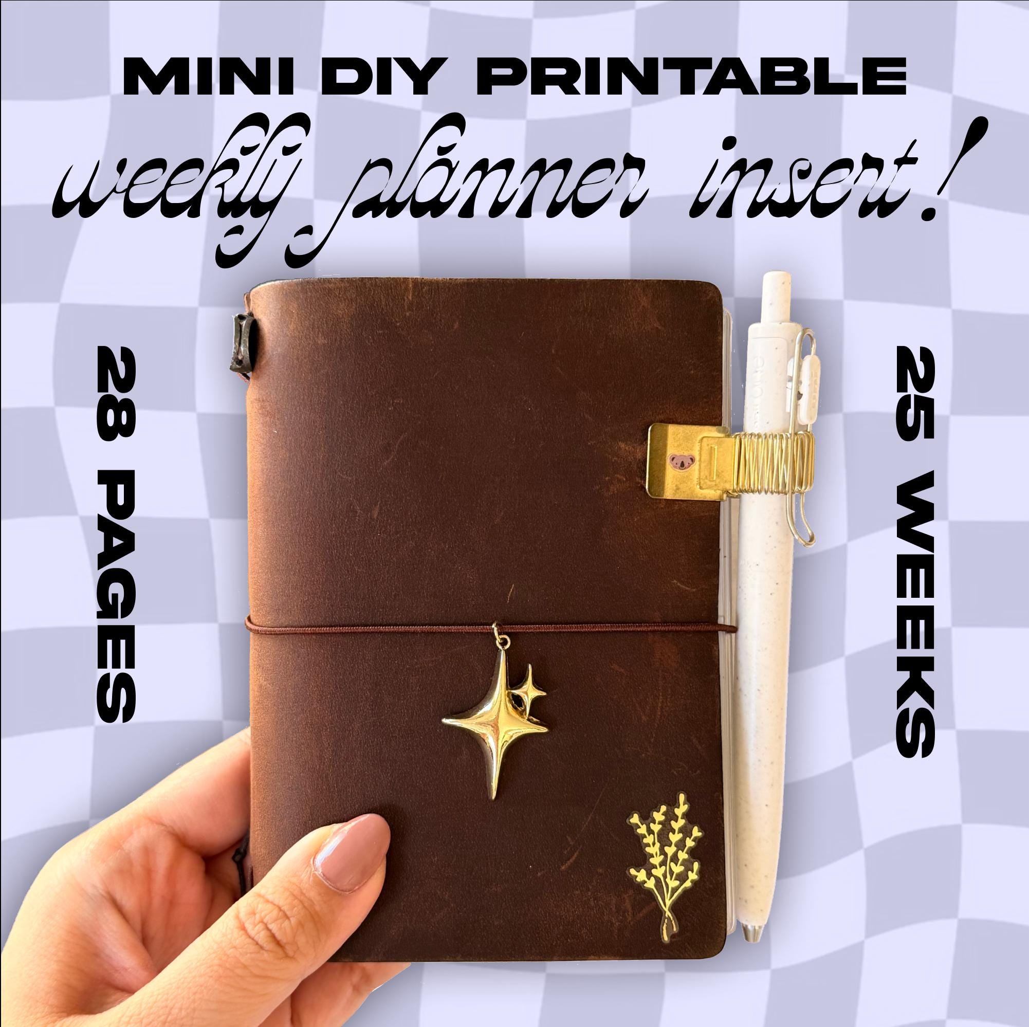 Passport Size DIY Printable Weekly Planner Insert Book Leather Traveler ...
