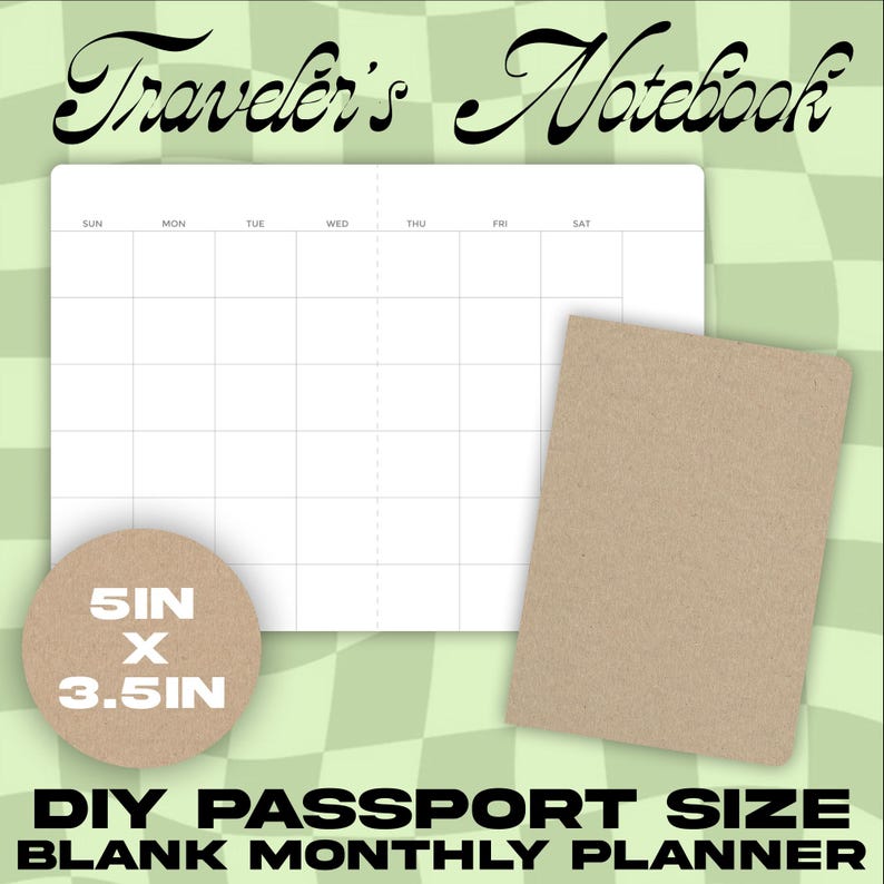 Passport Size DIY Printable Monthly Planner Insert Book Leather ...