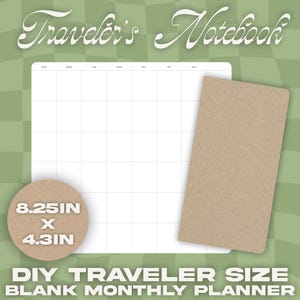 DIY Printable Monthly Planner Insert Book Leather Traveler's Notebook