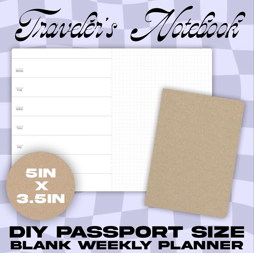 Passport Size DIY Printable Weekly Planner Insert Book Leather Traveler ...