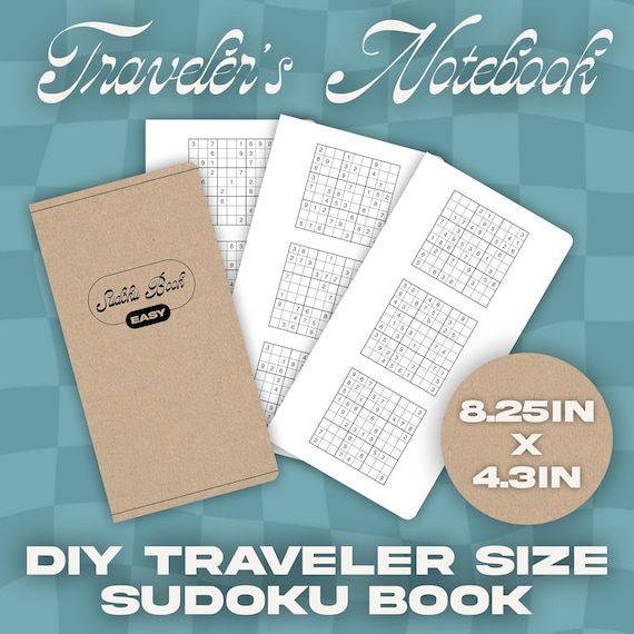 DIY Printable 72 Sudoku Insert Book (EASY) Leather Traveler's Notebook