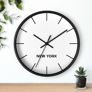 Time Zone Clock | WORLD | New York | NY Office Decor | Studio Wall Art  News Anchor Gift | Journalism Student Clock | Newsroom Wall Clock