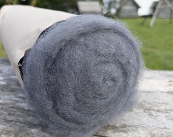 Lana cardada gris de 500 g / 17,6 oz para fieltro, 21 micras, con certificación Woolmark y OEKO-TEX® para fieltro húmedo, fieltro con aguja e hilado.
