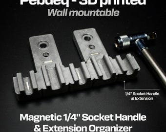 3D Printed Magnetic Holder for (1/4 Inch 2X Ratchet Wrench and 3X Extensions)