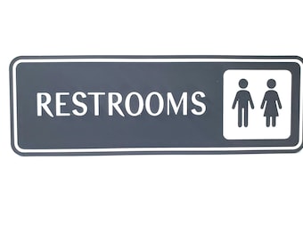 3D Printed Navigation Restrooms Sign 9x3 Inc