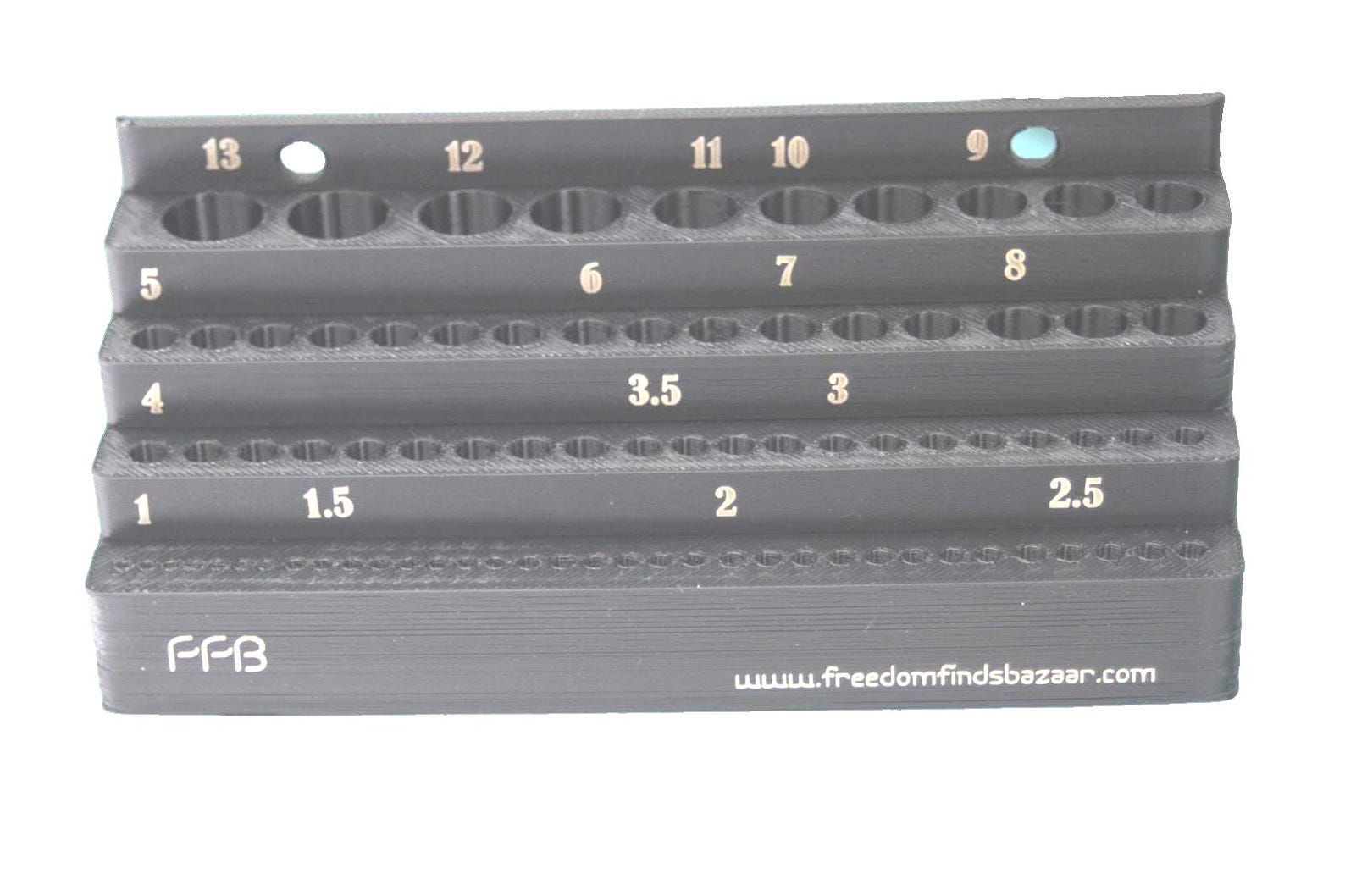 Jumbo Bit Rack 80-hole Drill Bit Organizer Rack – Holds 1mm to 13mm Bits – 3D Printed ...