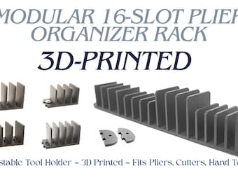 Modular 16-Slot Plier & Hand Tool Organizer Rack 3D Printed For Pliers, Cutters