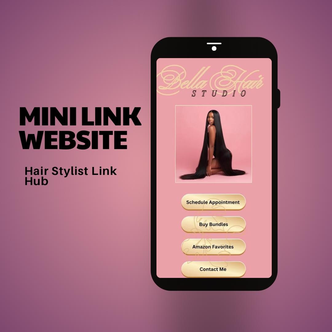 Mini Website Template for Stylist, Hair Stylist Canva Easy DIY