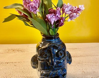 Tiny face jug “Am I Blue?” by Jim McDowell SPRING SALE