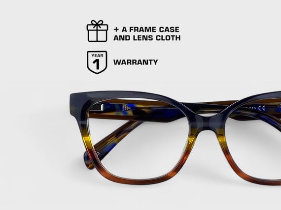 Cat Eye Glasses | Women’s Eyewear | Honey Amber with pinch of Ultramarine  | Prescription / Non-Prescription | Optional Blue Block Lenses