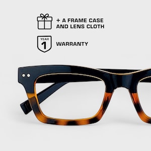 Playfull Colored Rectangular Glasses | Classic Black Onyx, Crazy Cheetah or Transparent Snady Khaki, Blue & Grey Colors | Prescription Ready