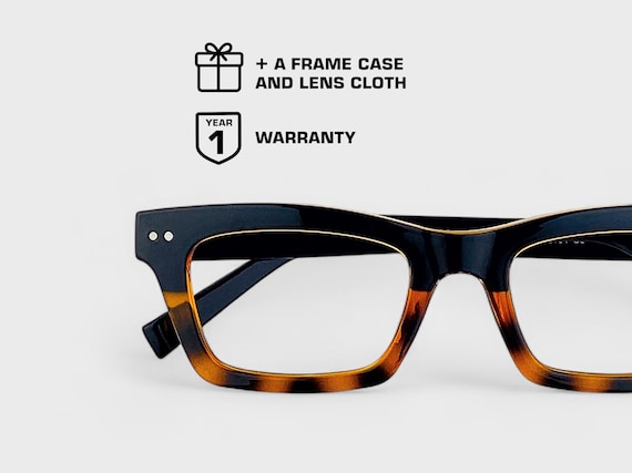 Playfull Colored Rectangular Glasses | Classic Black Onyx, Crazy Cheetah or Transparent Snady Khaki, Blue & Grey Colors | Prescription Ready