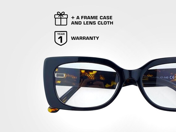 Women's Tortoise Rectangular Glasses Frame | Italian Acetate Eyewear | Glossy Black or Burgundy Red Colors | Prescription Non Prescription