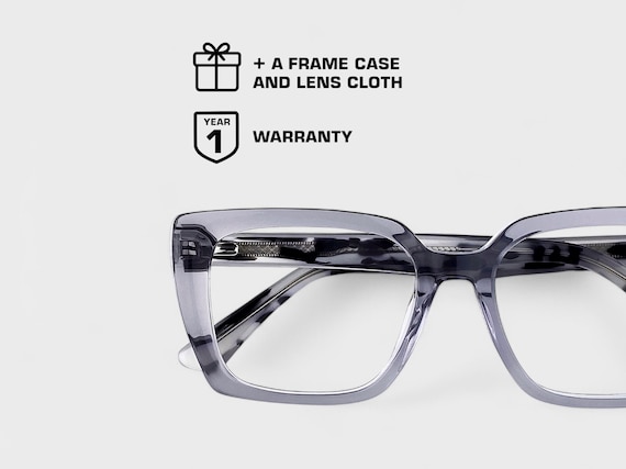 Oversized Cat Eye Glasses | Women’s Rectangular Eyeglasses | Prescription / Non-Prescription | Optional Essilor Crizal Blue Block Lenses