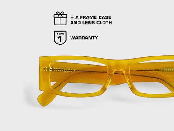 Bold Rectangular Glasses Frame | Unisex Oversized Design | Italian Acetate Eyewear | Available in Black  Yellow & Gray | Durable and Stylish