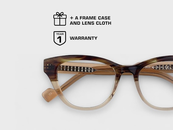 Cat Eye Glasses | Trendy Frame | Honey Amber & Jet Black Gloss Colors | Italian acetate | Prescription Non Prescription | Women's Frame