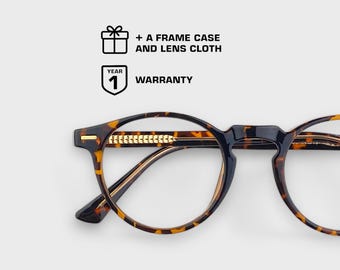 Round Glasses Frame | Men Women | Tortoise, Crystal Gray or Black Colours | Aesthetic Eyewear | Prescription & non Prescription