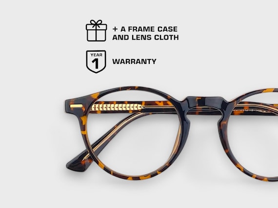 Round Glasses Frame | Men Women | Tortoise, Crystal Gray or Black Colours | Aesthetic Eyewear | Prescription & non Prescription