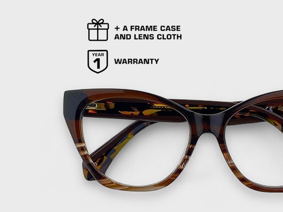 Cat Eye Glasses | Women’s Eyewear | Honey Coffee Sandae Color Italian Acetate | Prescription / Non-Prescription | Optional Blue Block Lenses