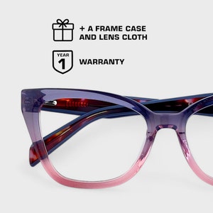 Cat Eye Eyewear | Stunning Crystal Pink Lilac Frame | Prescription / Non Prescription | Absolute Chic | Italian Acetate
