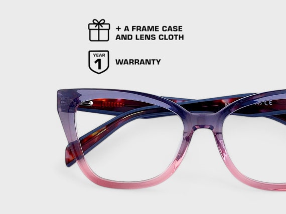 Cat Eye Eyewear | Stunning Crystal Pink Lilac Frame | Prescription / Non Prescription | Absolute Chic | Italian Acetate
