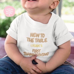 New to the table t-shirt, cute thanksgiving baby Onesie®, Fall season toddler shirt, Thanksgiving favor shirt, kids thanksgiving shirt