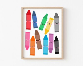 Colorful Crayons Print: Playful Kids Room Decor