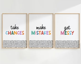 Juego de impresiones coloridas para el aula: arte mural motivacional para habitaciones de niños, salas de juegos y aulas: decoración inspiradora