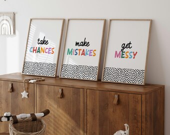 Arte motivacional para la habitación de los niños: Juego de láminas coloridas para el aula
