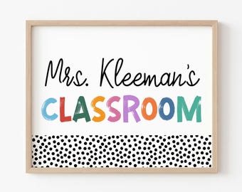 Letrero personalizado para el aula - Decoración personalizada para el aula del maestro - Arte colorido para la pared del aula