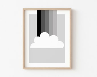 Impresión de arcoíris en escala de grises: decoración minimalista para habitación infantil